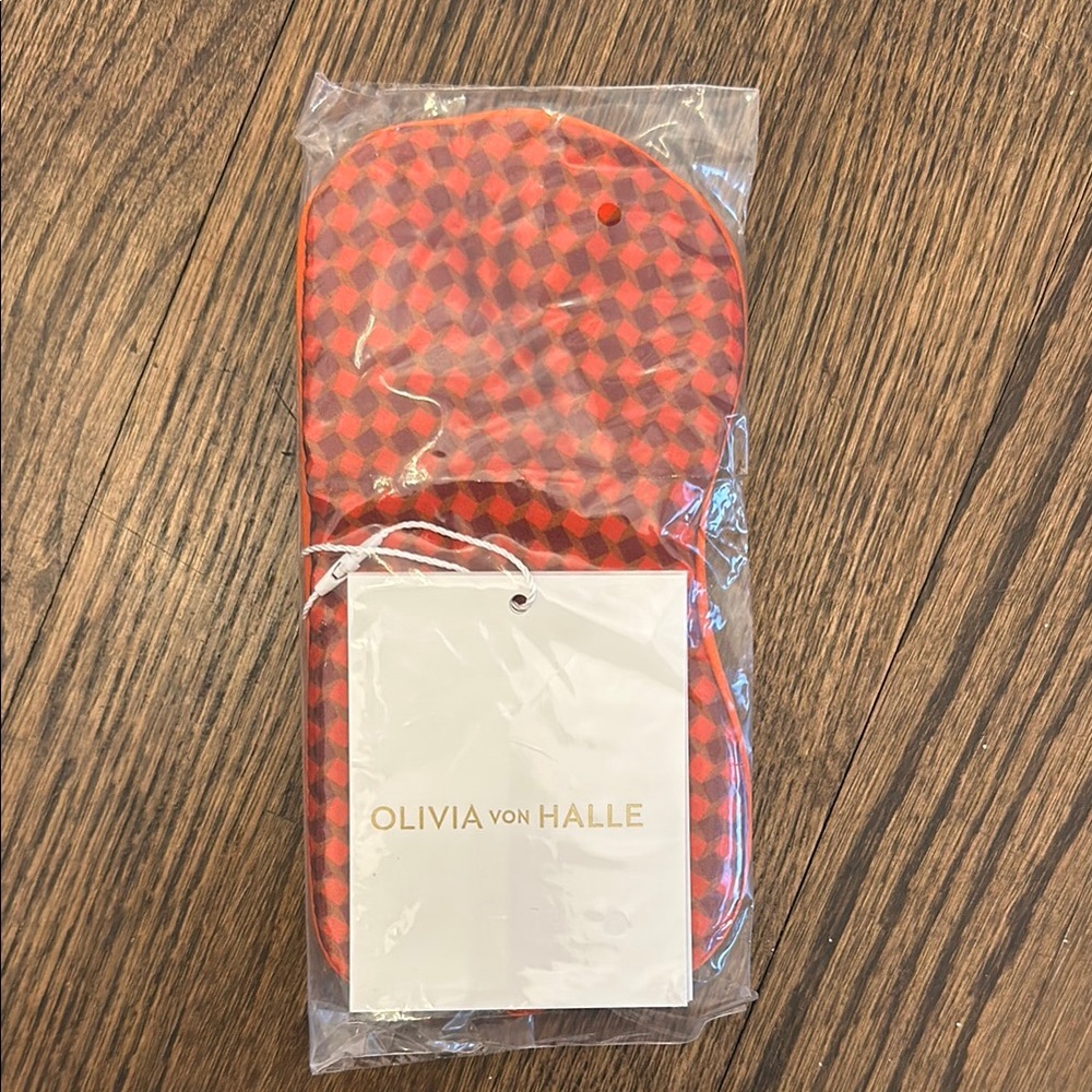 Olivia von Halle Red and Black Checkered Sleep Mask